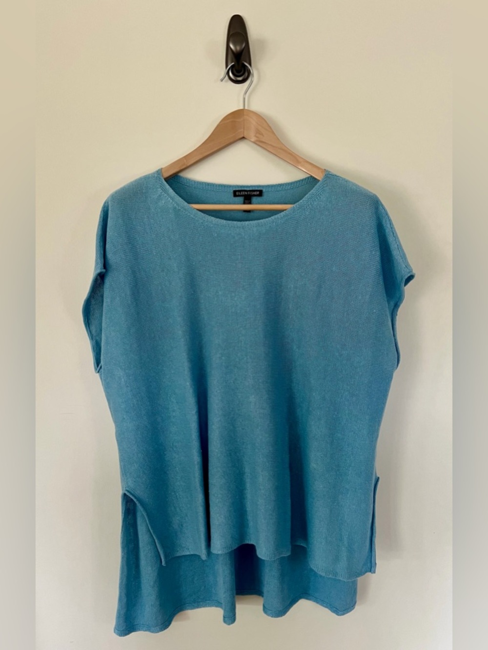 EILEEN FISHER Blue Knit Sleeveless Tunic Sweater